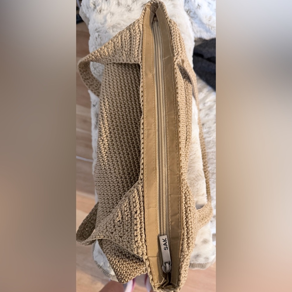 EUC! The Sak Tan Vintage Boho Crochet Shoulder Bag - Picture 7 of 7